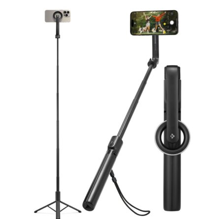 Selfie Stick Spigen (S580W) MagSafe Compatible, with Tripod, Stable, Bluetooth, for iOS and Android - Black