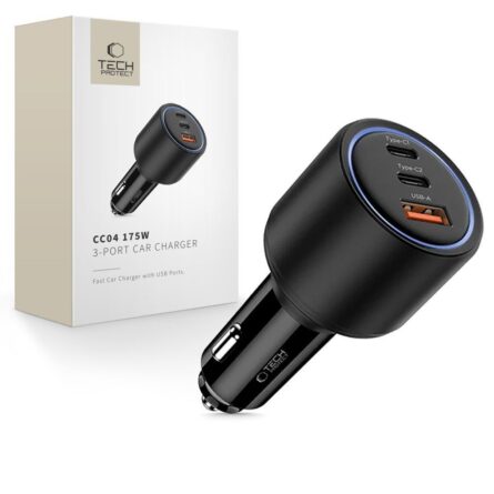 Φορτιστής Αυτοκινήτου Tech-Protect CC04 3-Port 1xUSB 2xType-C PD175W Black