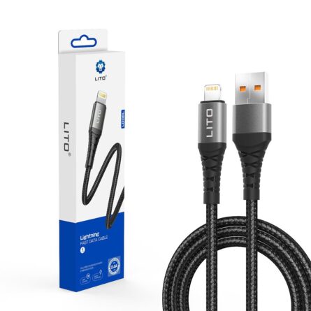 Lito Data Cable USB-A to Lightning, Fast Charging, 2.4A, 2m Black