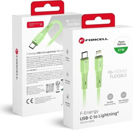 Καλώδιο Forcell F-Energy C346 Type-C to Lighting PD 3A 27W Silicone 1m Green