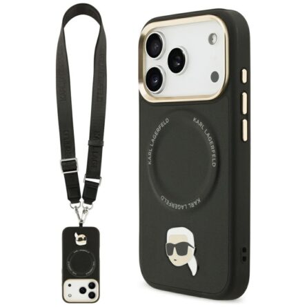 Θήκη κινητού Karl Lagerfeld Hardcase Big Strap Karl Metal Logo MagSafe for iPhone 17 Pro / 18 Pro Black