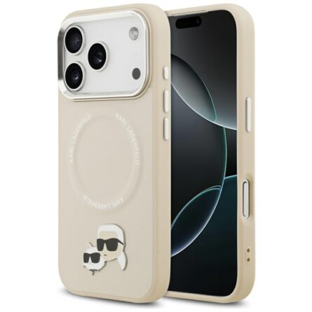 Θήκη κινητού Karl Lagerfeld Leather K&C Pins MagSafe for iPhone 17 Pro Max Beige