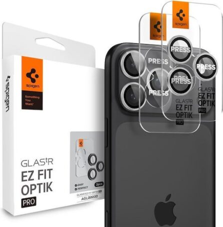 Προστασία κάμερας Spigen Optic Pro Glass EZ Fit for iPhone 17, 16, 15, 14 Pro/Pro Max 2-pack Silver