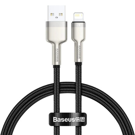 Baseus Data Cable Cafule Series Metal USB to Lightning, 2.4A, 480Mbps, 25cm Black