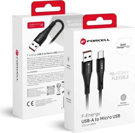 Καλώδιο Forcell F-Energy USB to Micro USB QC3.0 2,4A 18W Silicone 1m Black