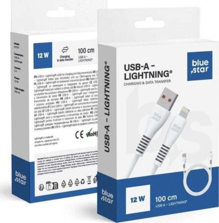 Kαλώδιο Blue Star USB-A to Lightning 2A 12W 1m White