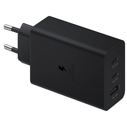 Φορτιστής κινητού Samsung με Θύρα USB-A και 2 Θύρες USB-C 65W Power Delivery Μαύρος (Trio)