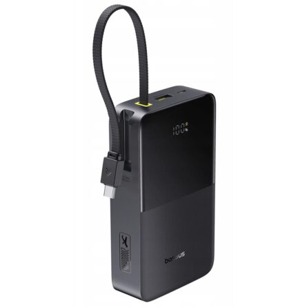 Powerbank Baseus EnerFill Bipow2 Pro Built-in USB-C Cable, 20000mAh, 22.5W, Digital Display Cosmic Black