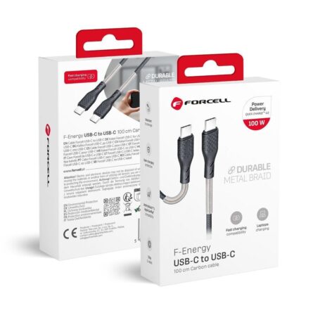 Καλώδιο Forcell F-Energy Type-C to Type-C 5A 100W Carbon 1m Black