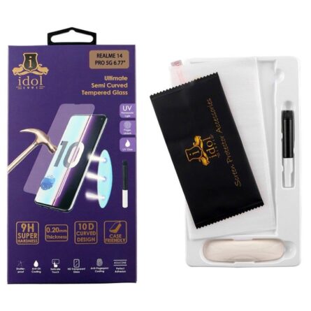 Προστασία οθόνης κινητού Idol 1991 UV Tempered Glass for Realme 14 Pro 5G 6.77in 9H 0.20mm 10D Full Cover Transparent