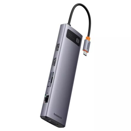 Usb Hub Baseus Metal Gleam Type-C to HDMI 4K@60Hz,VGA,4xUSB,Type-C,RJ45,SD,TF,3.5mm Space Grey