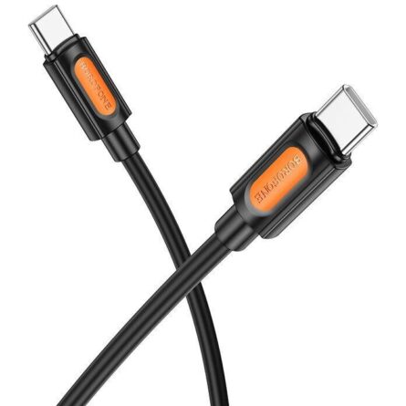 Καλώδιο Borofone Data Cable Silicone Series Type-C to Type-C, Silicone, 60W, 1m Black