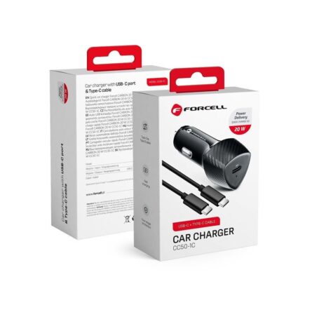Φορτιστής Αυτοκινήτου Forcell F-Energy Car Charger Type-C with Type-C Cable 3A 20W Black