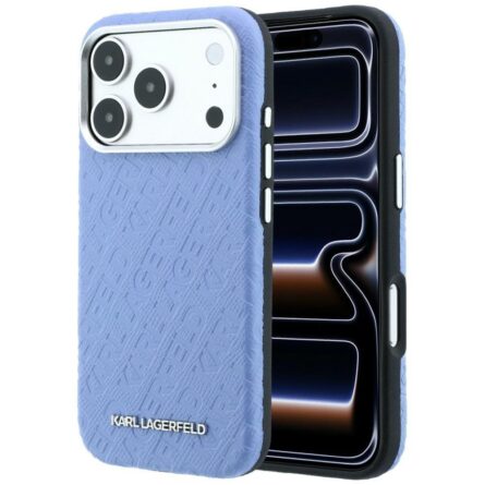 Θήκη κινητού Karl Lagerfeld Grained Leather Metal Logo MagSafe for iPhone 18 Pro  / iPhone 17 Pro Blue