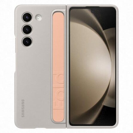 Θήκη κινητού Samsung Silicone for Samsung Galaxy Z Fold 5 with Stand and Strap Beige